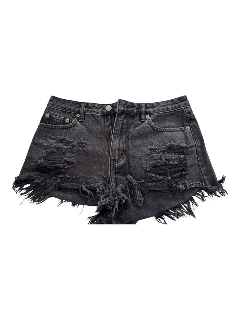 Glassons - Black Distressed Frayed Denim Shorts s 4